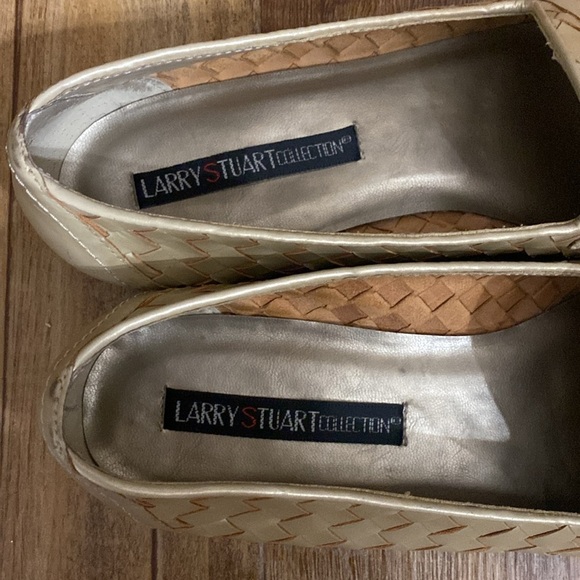 Larry Stuart gold metallic basket weave pattern slip on loafers size 9M - Picture 7 of 11